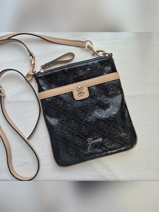 GUESS Reiko Black Patent Crossbody - Picture 1 of 11